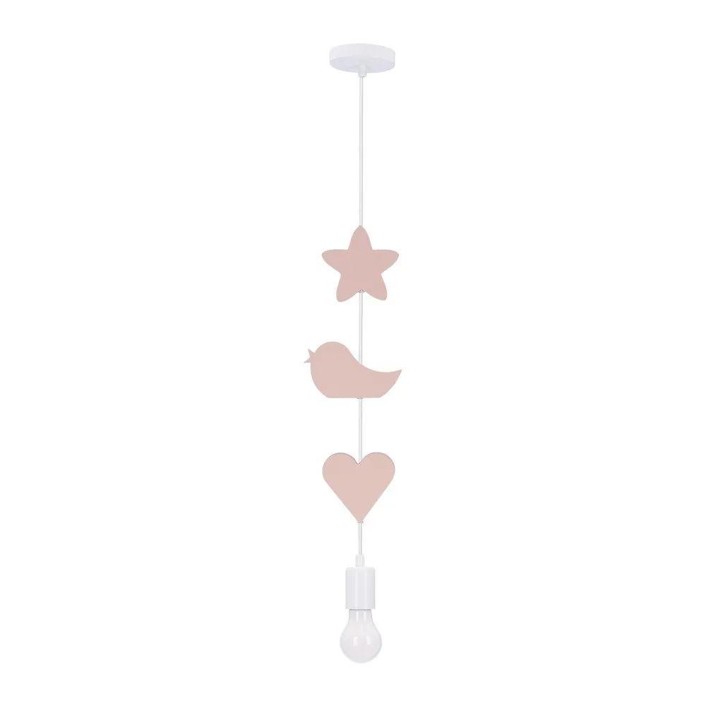 Bílý/růžový dětský lustr s kovovým stínidlem Single – Candellux Lighting