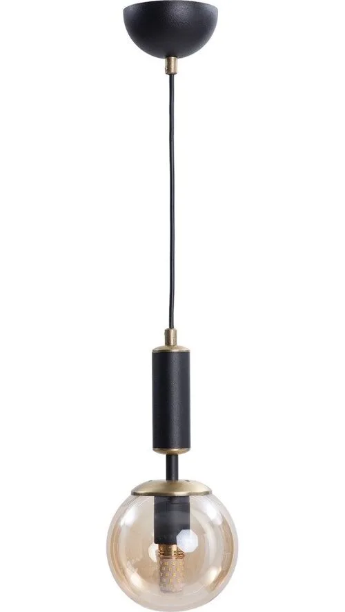 Žluto-černé závěsné svítidlo se skleněným stínidlem ø 15 cm Hector – Squid Lighting