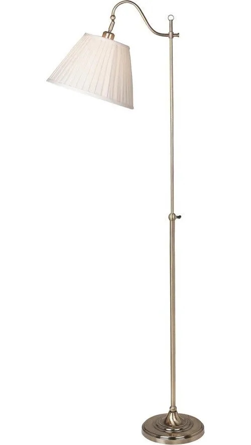 Bílá/ve zlaté barvě stojací lampa s ohybatelnou konstrukcí s textilním stínidlem (výška 167 cm) Charleston – Markslöjd